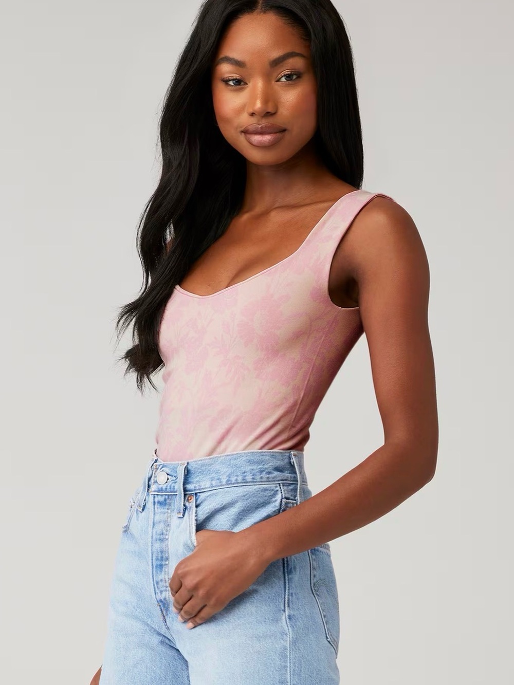 Intimately Free People Clean Lines Floral Bodysuit Bubble Bath M/L